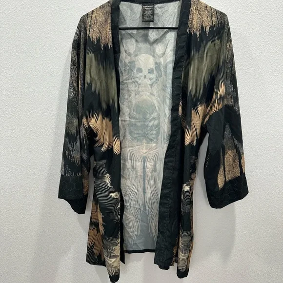 MalekinWear SHINOGA Death's Head Hawk Moth art kimono robe short spirit kaftan - Picture 6 of 6